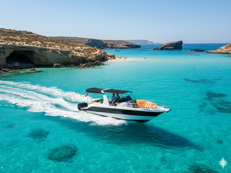 Private Boat Rental – Comino, Blue Lagoon and Gozo Luxury Escape – 8 Hrs – Boat Charter Malta #275
