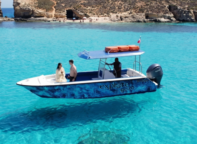 Private Boat Trip – Discover Comino, Blue Lagoon, and Crystal Lagoon – 4 Hrs – Boat Charter Malta #284