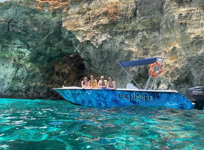 Private Boat Trip – Explore Comino, Blue Lagoon, and Crystal Lagoon – 3 Hrs – Boat Charter Malta #283
