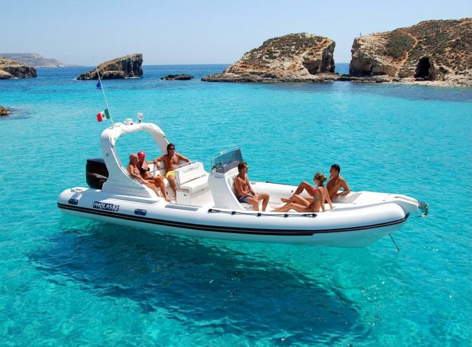 Private Boat Trip – Comino, Blue Lagoon, Crystal Lagoon and Gozo – 8 Hrs – Boat Charter Malta #293